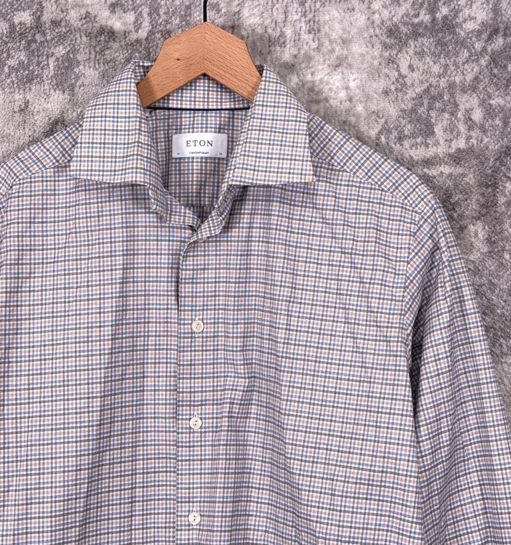 Eton Contemporary Fit Dress Shirt 16 Mens Multi Check